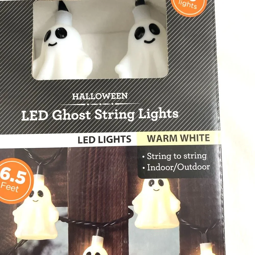Halloween Led Ghost String Lights 2 Packs Warm White Home Decor Indoor Outdoor